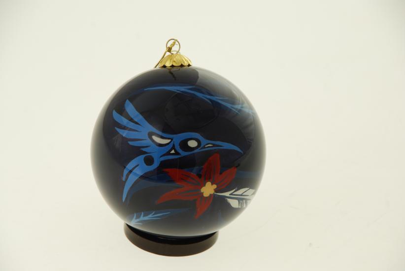 Bill Helin Hummingbird painted glass ornament