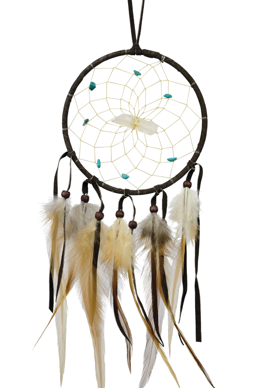 Dreamcatcher - Dark Brown Vision Seeker with Quartz Crystal (4&quot;)