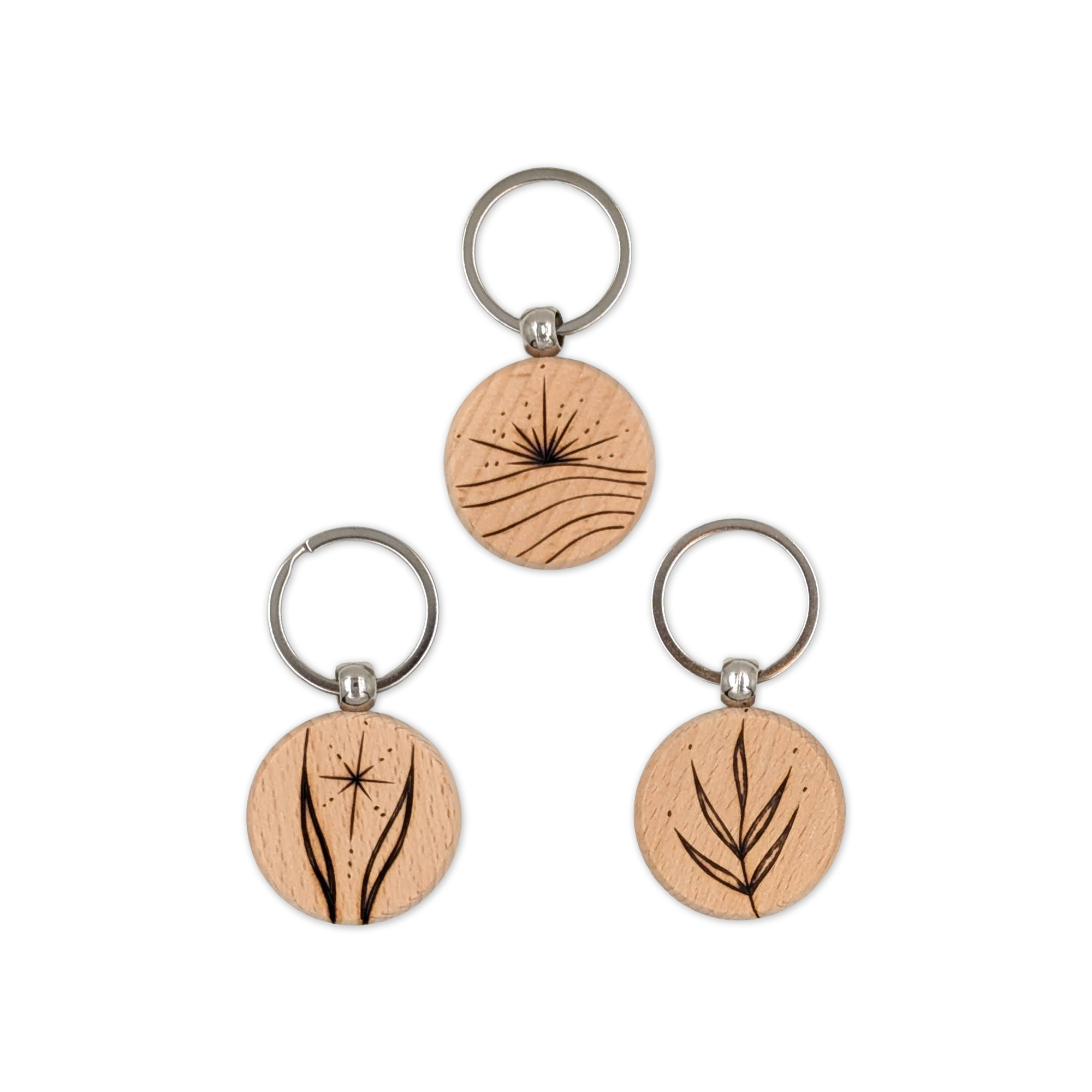 Hand-Burned Pyrography Keychain