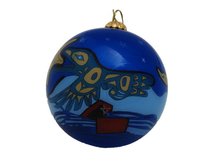 Bill Helin Raven painted glass ornament